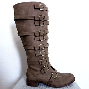 NWOB Torrid Multi strap Choco Knee Boots